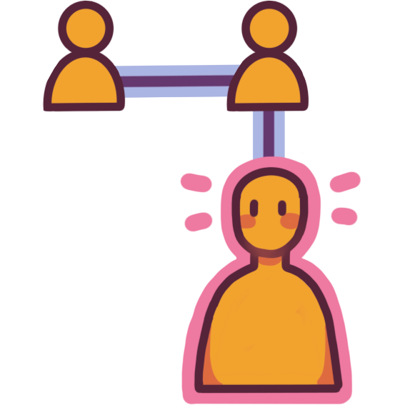 Two siblings and one child are linked, and the child is highlighted in pink.